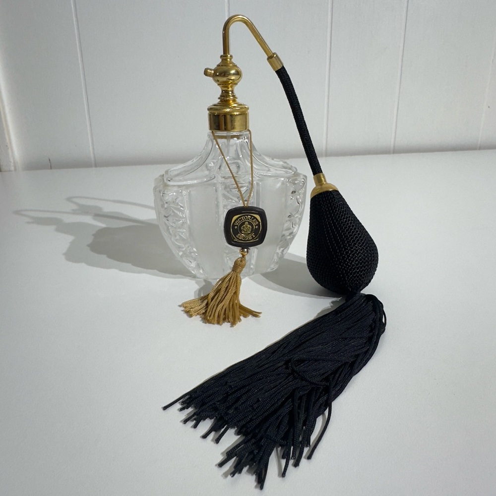 Victoria's Secret Glass Vanity Victorian Perfume Bottle Black Tassel Atomizer